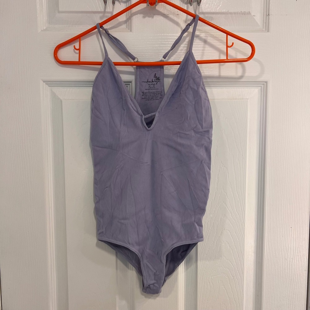 Intimately Free‎ People Lavender Ribbed V-Neck Racerback Bodysuit XS/S Purple